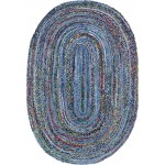 Rug Unique Loom Braided Chindi Blue/Multi Oval 5' 0 x 8' 0