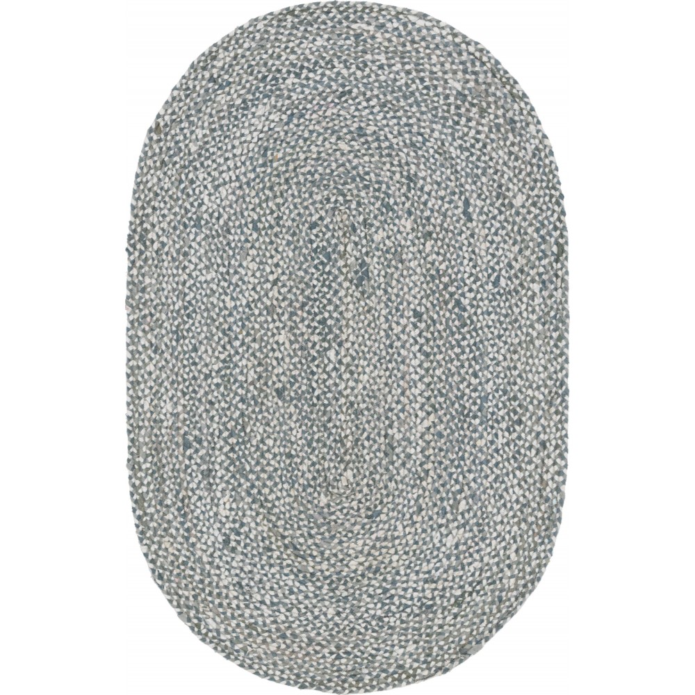 Rug Unique Loom Braided Chindi Gray Oval 5' 0 x 8' 0