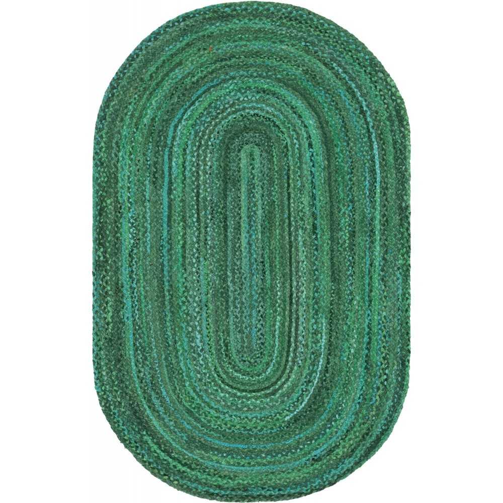 Rug Unique Loom Braided Chindi Green Oval 5' 0 x 8' 0 Rug Unique Loom Braided Chindi Green Oval 5' 0 x 8' 0