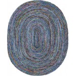 Rug Unique Loom Braided Chindi Blue/Multi Oval 8' 0 x 10' 0