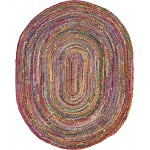 Rug Unique Loom Braided Chindi Multi Oval 8' 0 x 10' 0