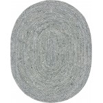 Rug Unique Loom Braided Chindi Gray Oval 8' 0 x 10' 0