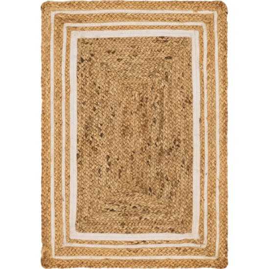 Rug Unique Loom Braided Jute Natural/Ivory Rectangular 2' 0 x 3' 0