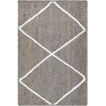 Rug Unique Loom Braided Jute Trellis Gray Rectangular 2' 0 x 3' 0