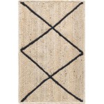 Rug Unique Loom Braided Jute Trellis Ivory Rectangular 2' 0 x 3' 0