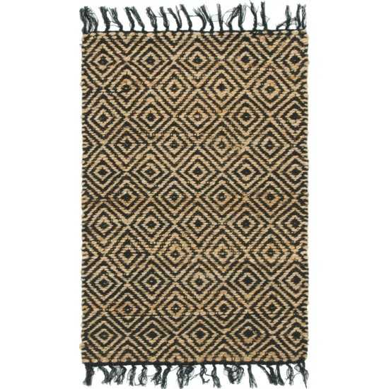 Rug Unique Loom Braided Jute Natural/Black Rectangular 2' 0 x 3' 0