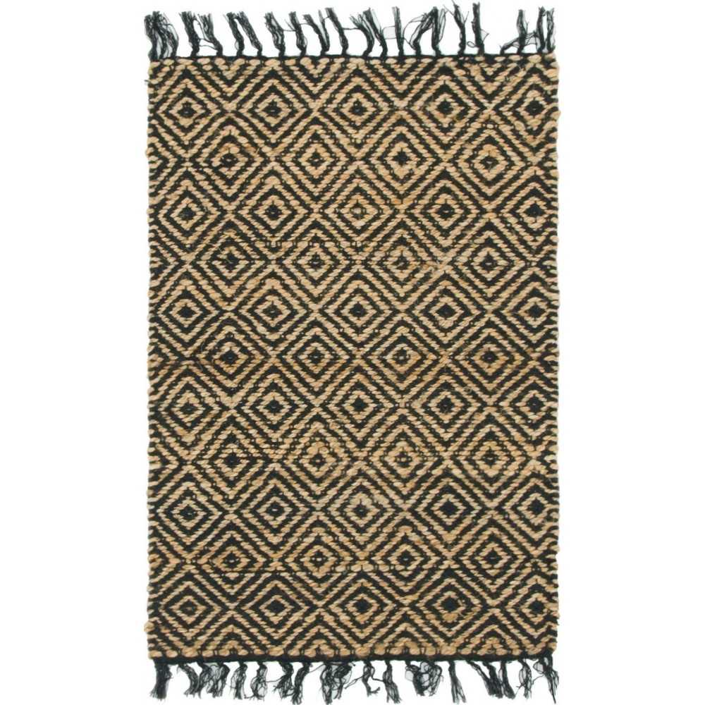 Rug Unique Loom Braided Jute Natural/Black Rectangular 2' 0 x 3' 0 Rug Unique Loom Braided Jute Natural/Black Rectangular 2' 0 x 3' 0