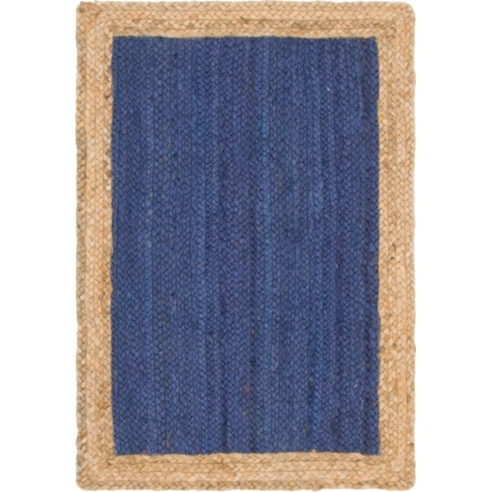 Rug Unique Loom Braided Jute Navy Blue Rectangular 2' 0 x 3' 0