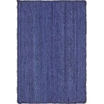 Rug Unique Loom Braided Jute Navy Blue Rectangular 2' 0 x 3' 0