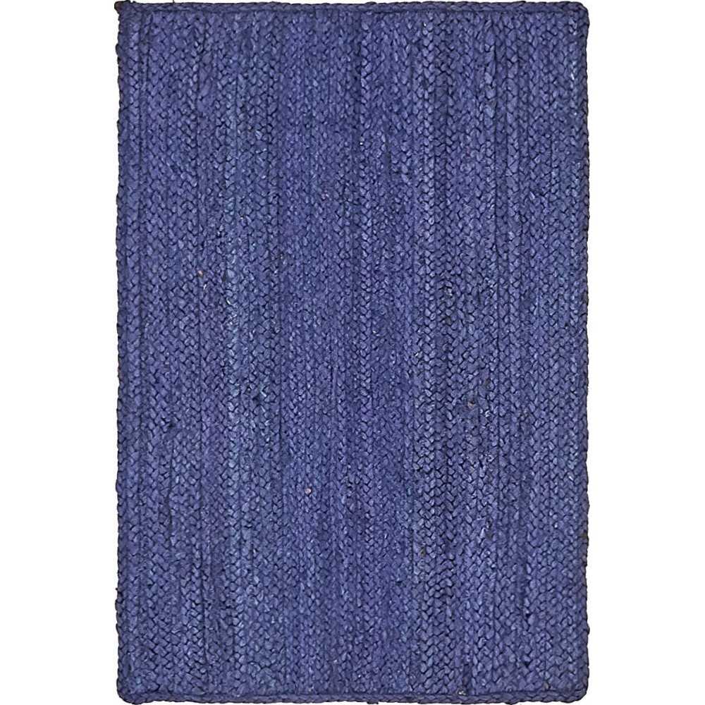 Rug Unique Loom Braided Jute Navy Blue Rectangular 2' 0 x 3' 0