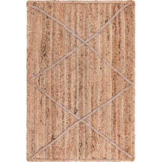 Rug Unique Loom Braided Jute Trellis Natural Rectangular 2' 0 x 3' 0