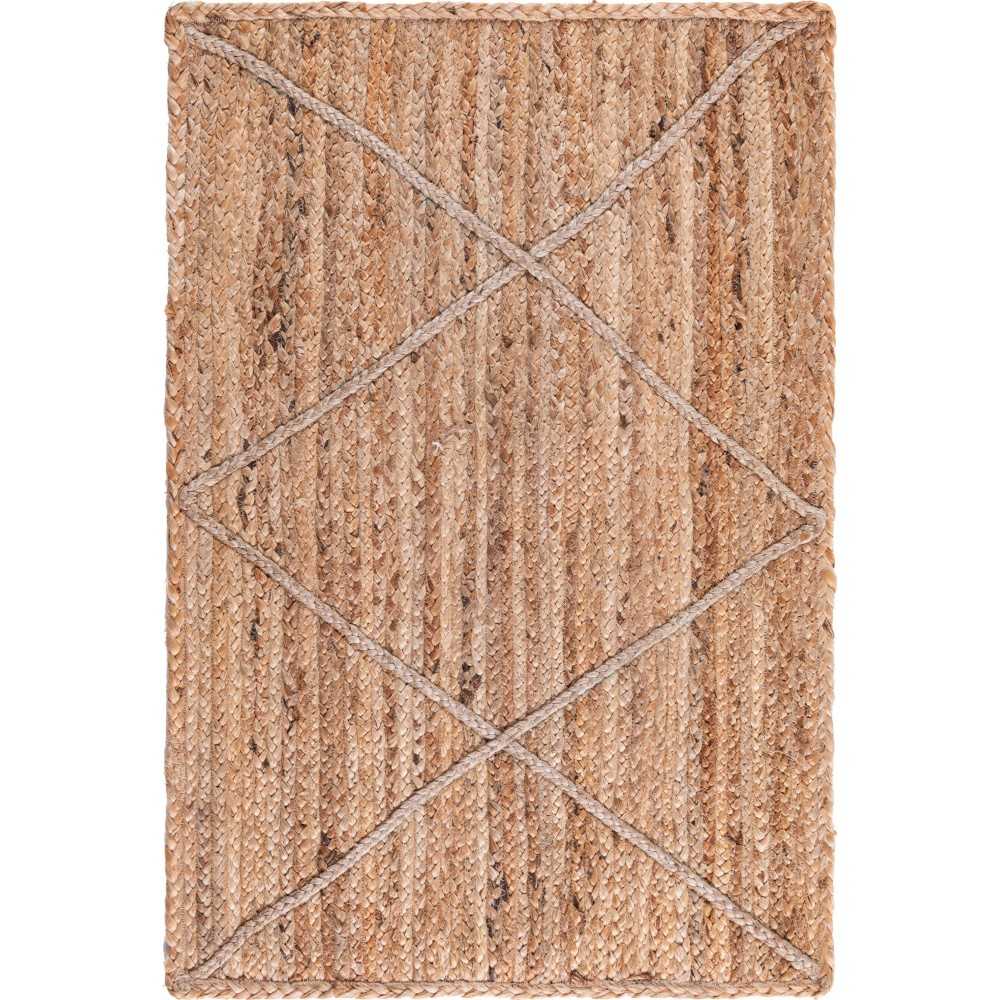 Rug Unique Loom Braided Jute Trellis Natural Rectangular 2' 0 x 3' 0