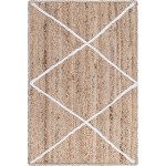 Rug Unique Loom Braided Jute Trellis Natural/Ivory Rectangular 2' 0 x 3' 0