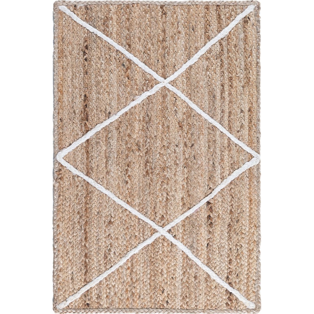 Rug Unique Loom Braided Jute Trellis Natural/Ivory Rectangular 2' 0 x 3' 0 Rug Unique Loom Braided Jute Trellis Natural/Ivory Rectangular 2' 0 x 3' 0