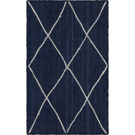 Rug Unique Loom Braided Jute Trellis Navy Blue Rectangular 3' 3 x 5' 0