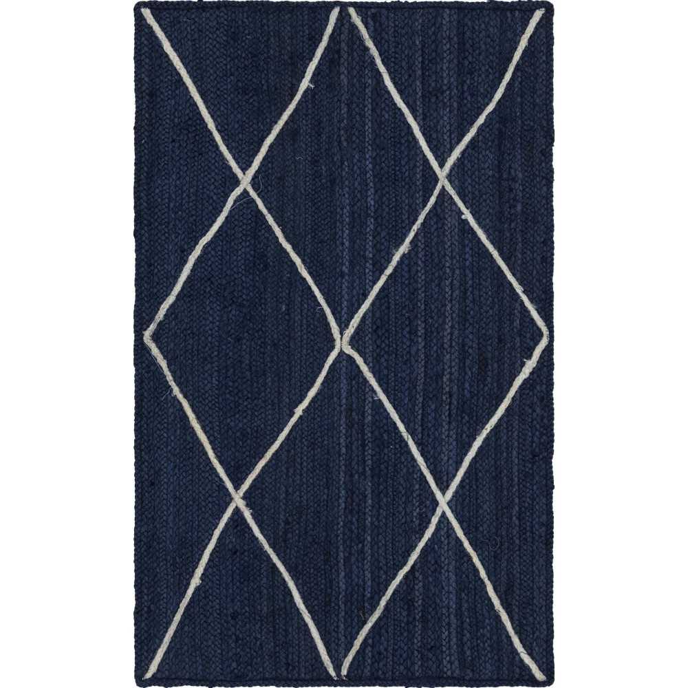 Rug Unique Loom Braided Jute Trellis Navy Blue Rectangular 3' 3 x 5' 0 Rug Unique Loom Braided Jute Trellis Navy Blue Rectangular 3' 3 x 5' 0