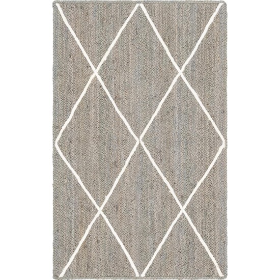 Rug Unique Loom Braided Jute Trellis Gray Rectangular 3' 3 x 5' 0