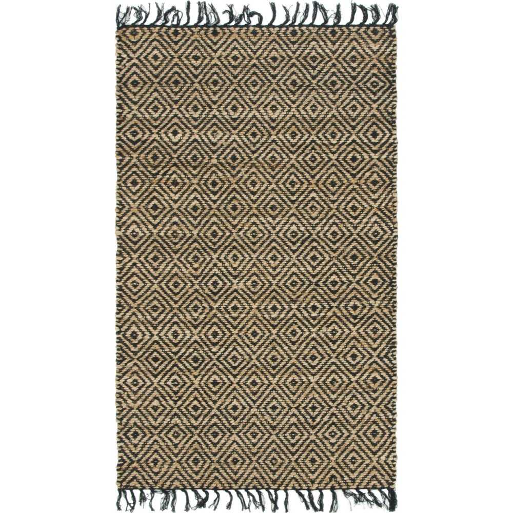 Rug Unique Loom Braided Jute Natural/Black Rectangular 3' 3 x 5' 0 Rug Unique Loom Braided Jute Natural/Black Rectangular 3' 3 x 5' 0