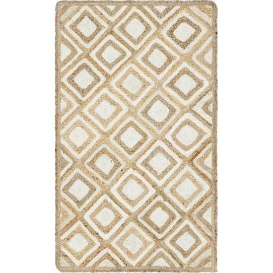 Rug Unique Loom Braided Jute Ivory Rectangular 3' 3 x 5' 0