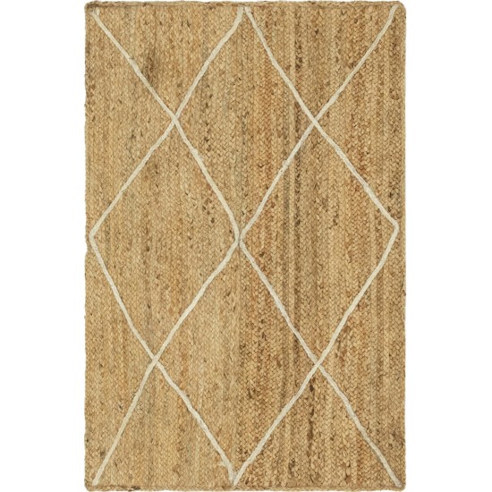 Rug Unique Loom Braided Jute Trellis Natural/Ivory Rectangular 3' 3 x 5' 0