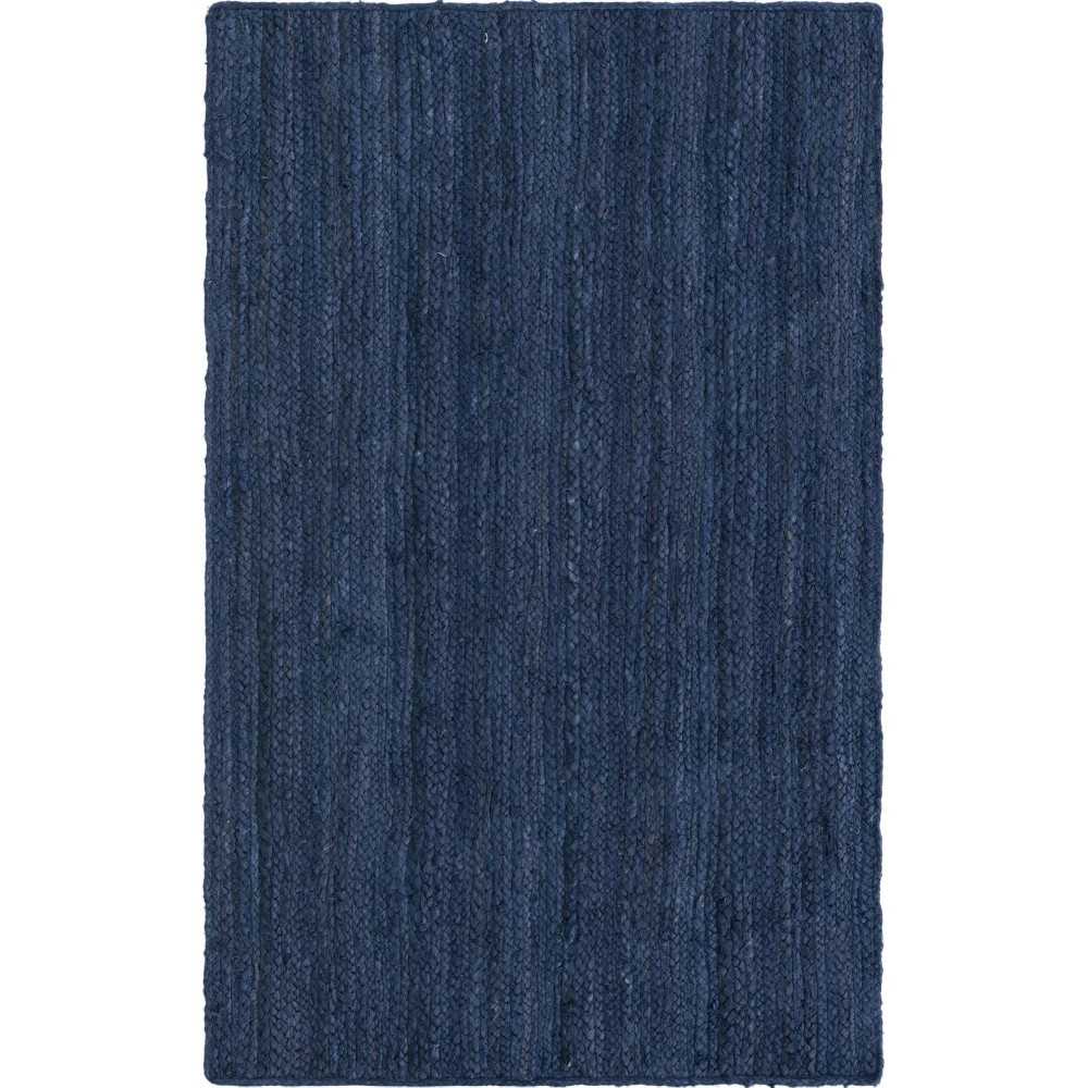 Rug Unique Loom Braided Jute Navy Blue Rectangular 3' 3 x 5' 3