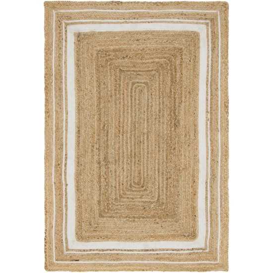 Rug Unique Loom Braided Jute Natural/Ivory Rectangular 4' 0 x 6' 0