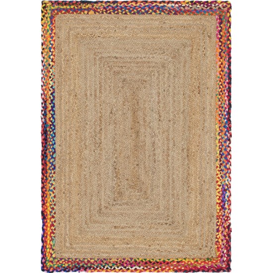 Rug Unique Loom Braided Jute Natural Rectangular 4' 0 x 6' 0