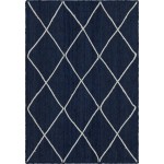 Rug Unique Loom Braided Jute Trellis Navy Blue Rectangular 4' 0 x 6' 0