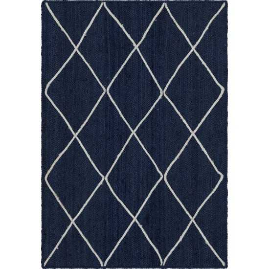 Rug Unique Loom Braided Jute Trellis Navy Blue Rectangular 4' 0 x 6' 0