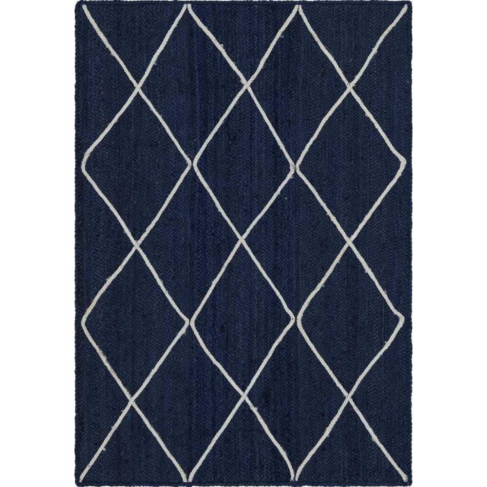 Rug Unique Loom Braided Jute Trellis Navy Blue Rectangular 4' 0 x 6' 0 Rug Unique Loom Braided Jute Trellis Navy Blue Rectangular 4' 0 x 6' 0