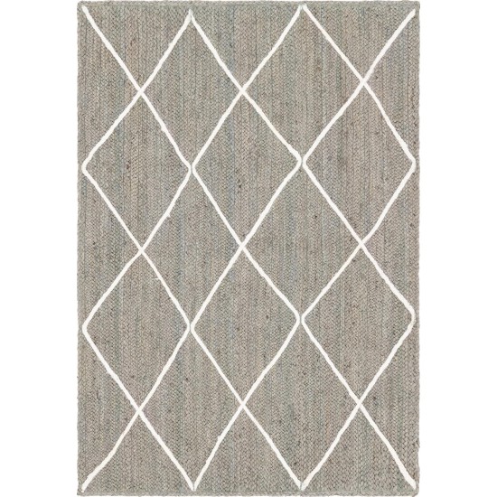 Rug Unique Loom Braided Jute Trellis Gray Rectangular 4' 0 x 6' 0