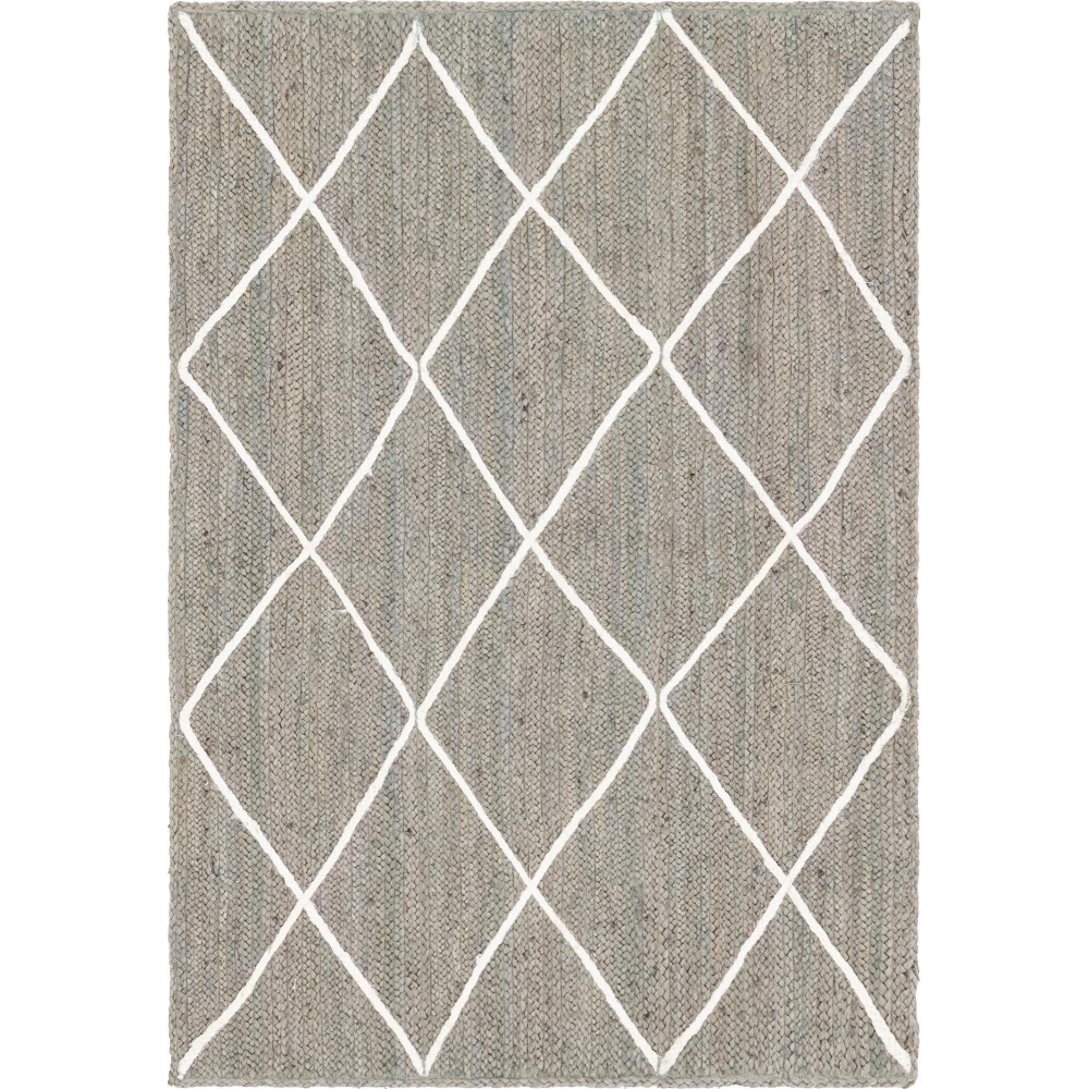 Rug Unique Loom Braided Jute Trellis Gray Rectangular 4' 0 x 6' 0 Rug Unique Loom Braided Jute Trellis Gray Rectangular 4' 0 x 6' 0