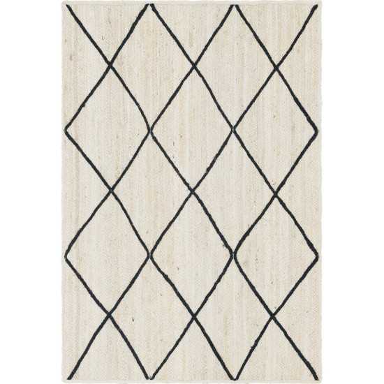 Rug Unique Loom Braided Jute Trellis Ivory Rectangular 4' 0 x 6' 0