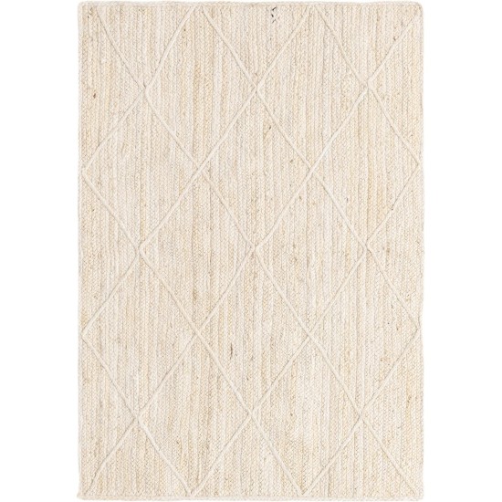 Rug Unique Loom Braided Jute Trellis Beige Rectangular 4' 0 x 6' 0