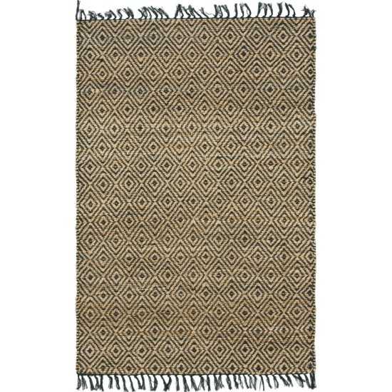 Rug Unique Loom Braided Jute Natural/Black Rectangular 4' 0 x 6' 0