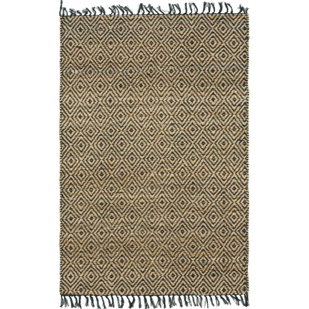 Rug Unique Loom Braided Jute Natural/Black Rectangular 4' 0 x 6' 0 Rug Unique Loom Braided Jute Natural/Black Rectangular 4' 0 x 6' 0