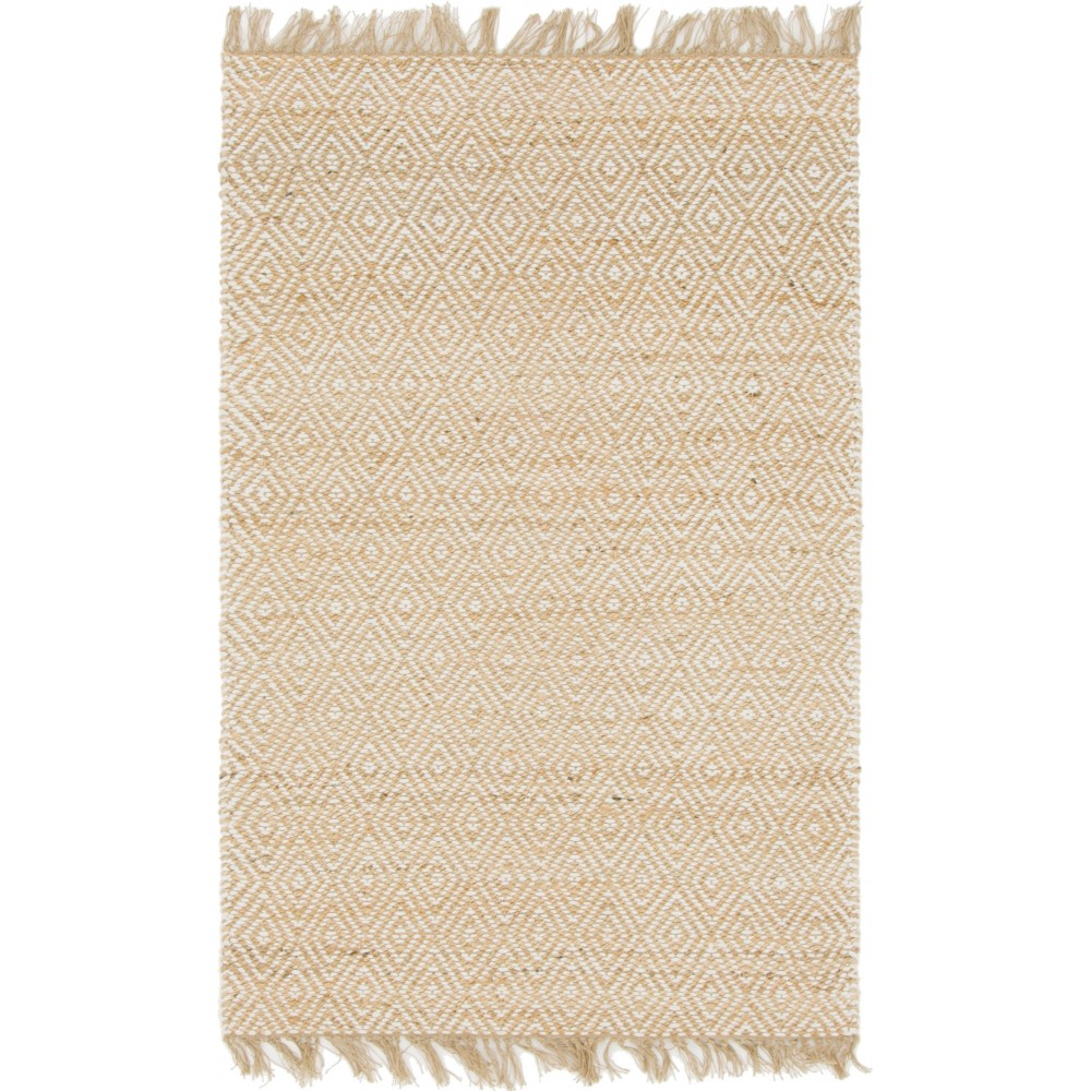 Rug Unique Loom Braided Jute Natural/Ivory Rectangular 4' 0 x 6' 0