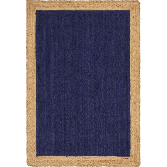 Rug Unique Loom Braided Jute Navy Blue Rectangular 4' 0 x 6' 0