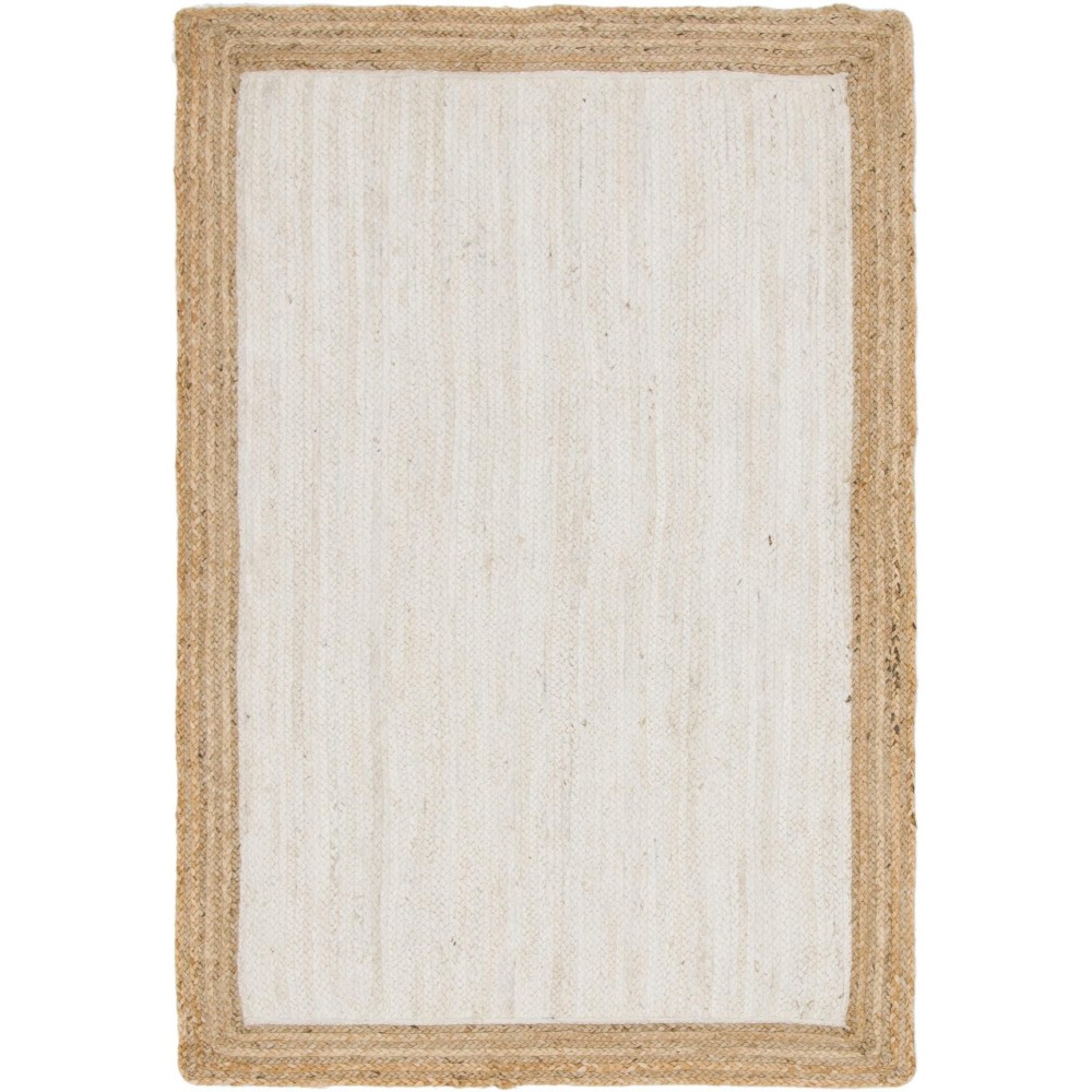 Rug Unique Loom Braided Jute Ivory Rectangular 4' 0 x 6' 0