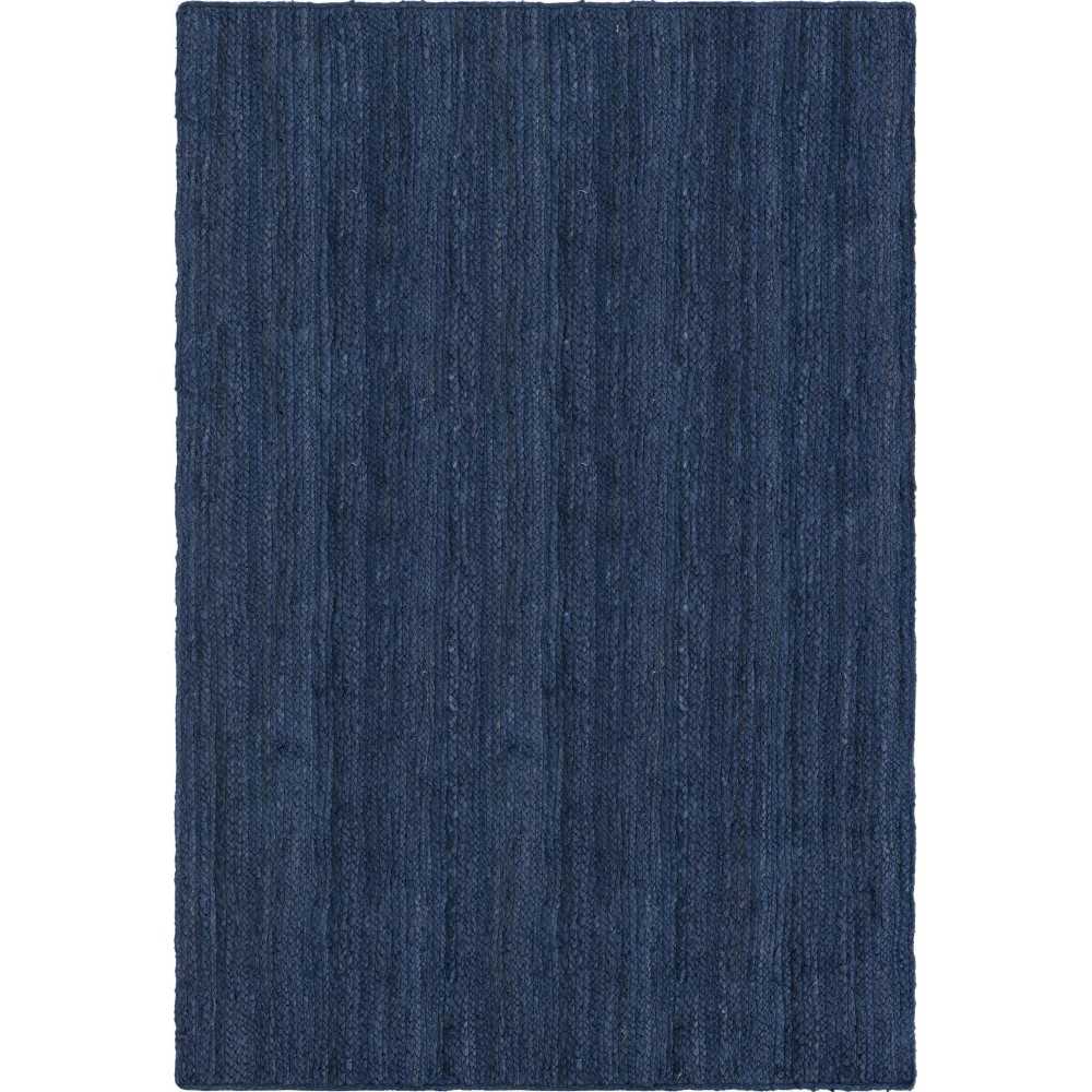 Rug Unique Loom Braided Jute Navy Blue Rectangular 4' 0 x 6' 0