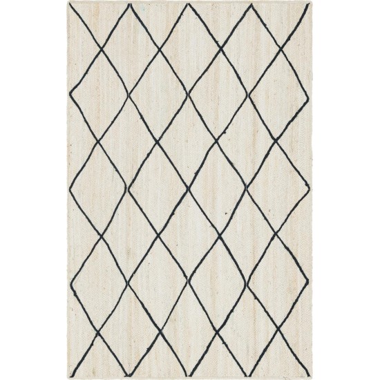 Rug Unique Loom Braided Jute Trellis Ivory Rectangular 5' 0 x 8' 0