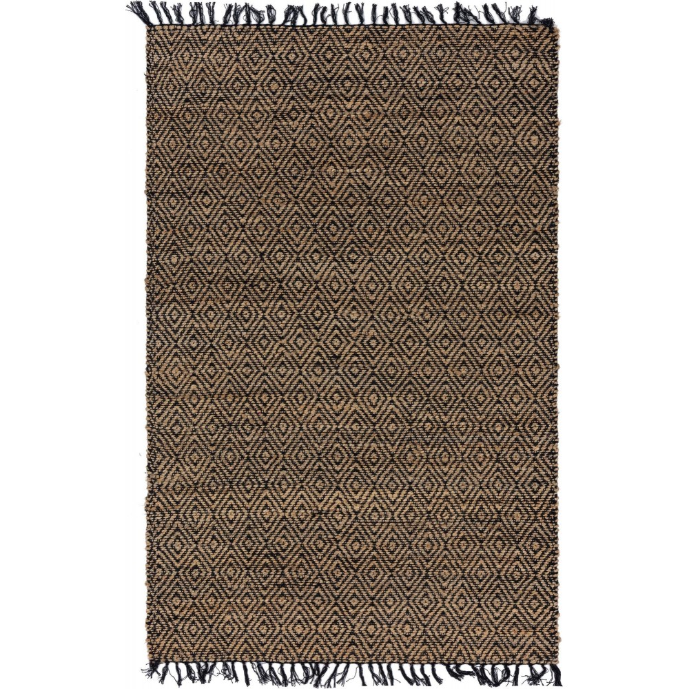 Rug Unique Loom Braided Jute Natural/Black Rectangular 5' 0 x 8' 0 Rug Unique Loom Braided Jute Natural/Black Rectangular 5' 0 x 8' 0