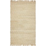 Rug Unique Loom Braided Jute Natural/Ivory Rectangular 5' 0 x 8' 0