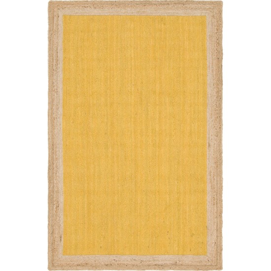 Rug Unique Loom Braided Jute Yellow Rectangular 5' 0 x 8' 0