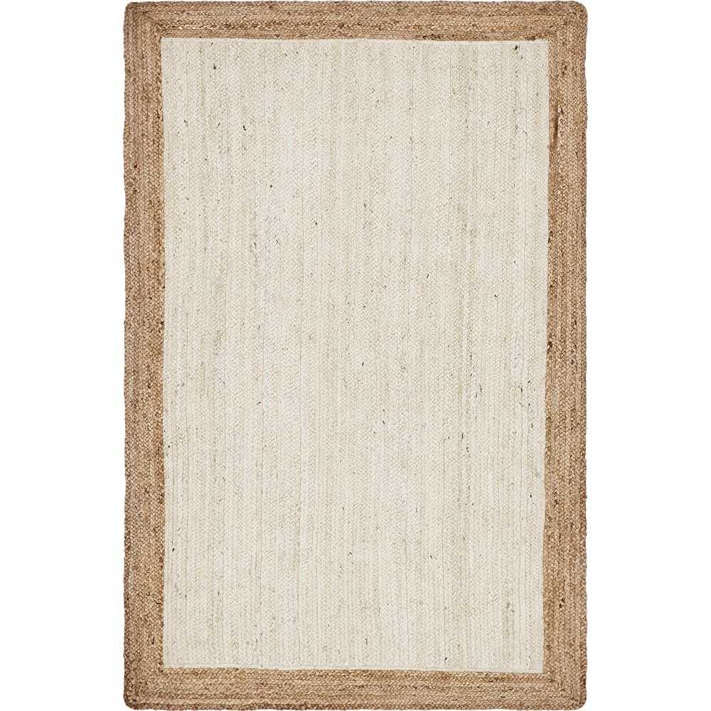 Rug Unique Loom Braided Jute Ivory Rectangular 5' 0 x 8' 0