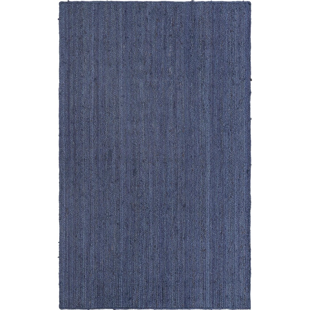 Rug Unique Loom Braided Jute Navy Blue Rectangular 5' 0 x 8' 0