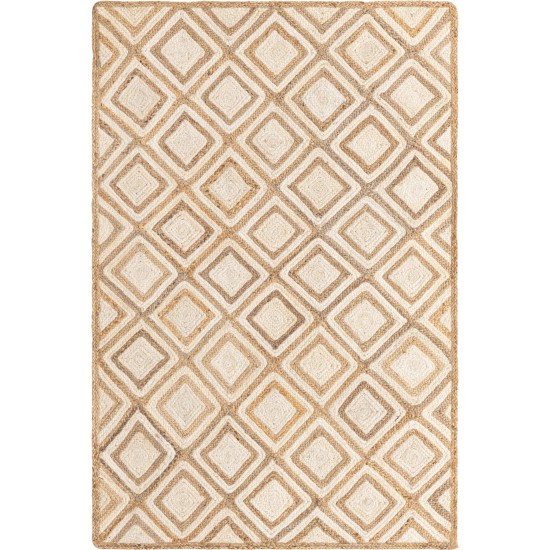 Rug Unique Loom Braided Jute Ivory Rectangular 5' 0 x 8' 0