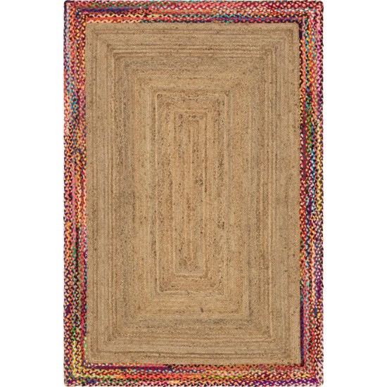 Rug Unique Loom Braided Jute Natural Rectangular 6' 0 x 9' 0