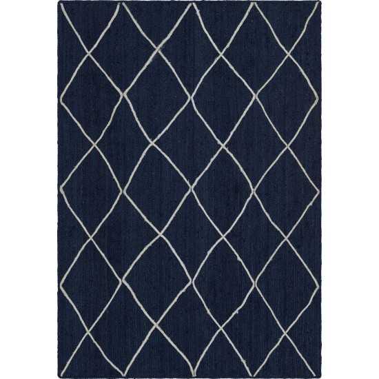 Rug Unique Loom Braided Jute Trellis Navy Blue Rectangular 6' 0 x 9' 0