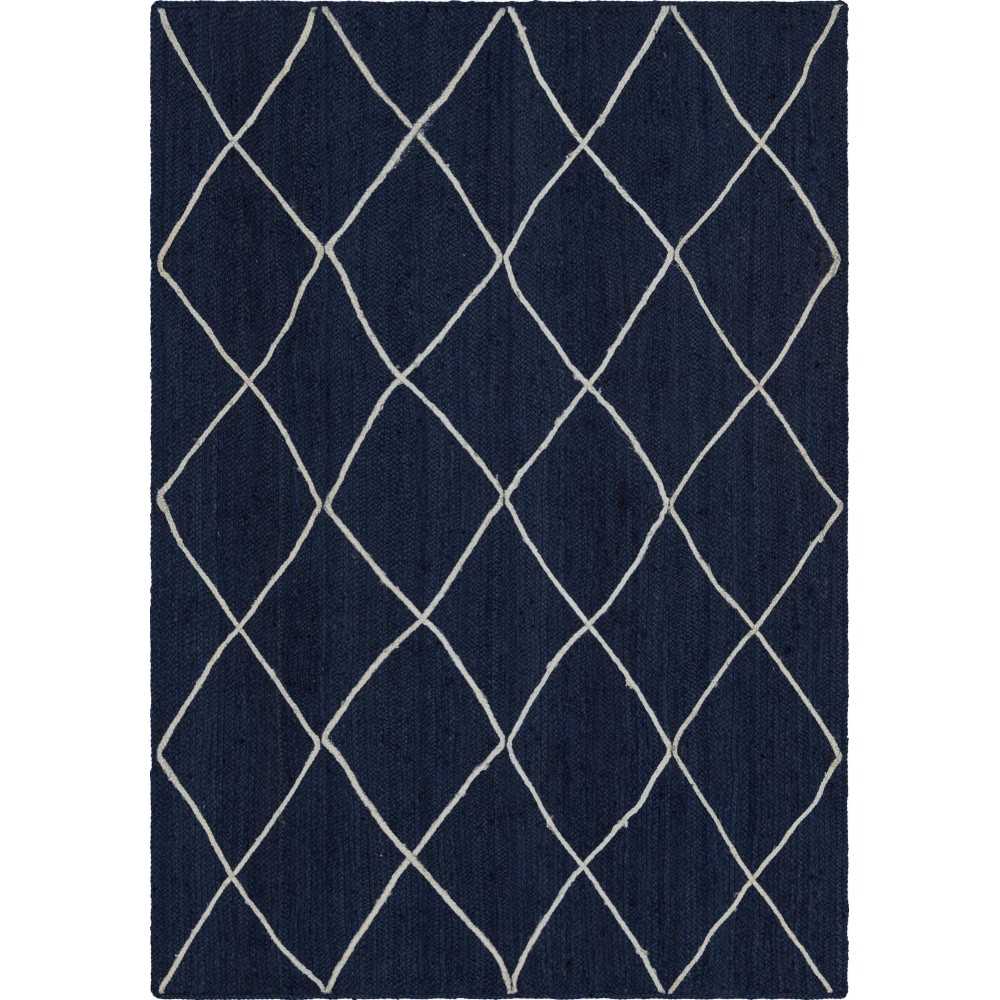 Rug Unique Loom Braided Jute Trellis Navy Blue Rectangular 6' 0 x 9' 0 Rug Unique Loom Braided Jute Trellis Navy Blue Rectangular 6' 0 x 9' 0